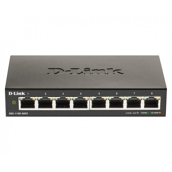 D-Link DGS-1100-08V2 Managed L2 Gigabit Ethernet (10/100/1000) Black