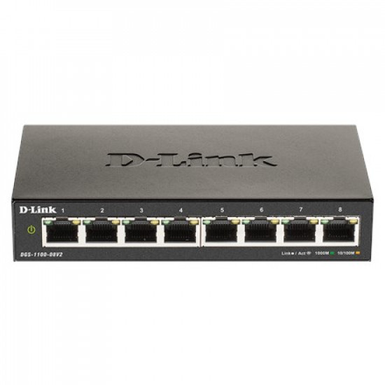 D-Link DGS-1100-08V2 Managed L2 Gigabit Ethernet (10/100/1000) Black