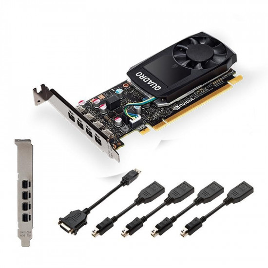 Graphics card PNY NVIDIA Quadro P1000 V2 LowProfile  4 GB GDDR5, PCIe  3.0 x16,  4x Mini DP 1.4, LP bracket, 4x mDP to DP adapter, Retail