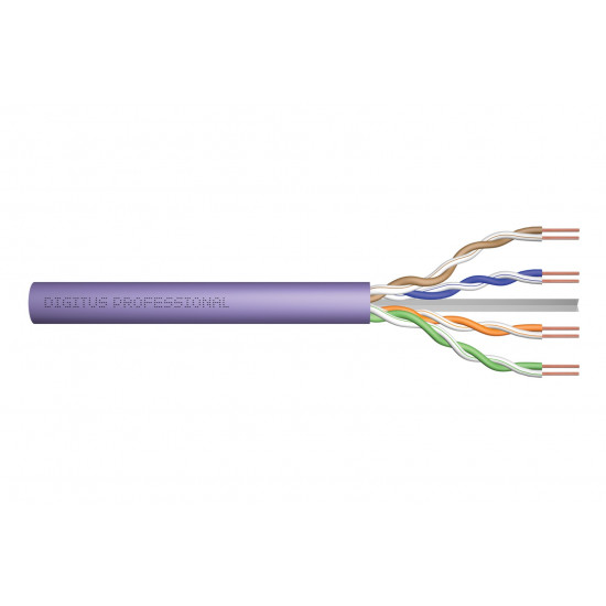 Installation cable DIGITUS cat.6, U/UTP, Dca, AWG23/1, LSOH, 305m, purple, cardboard