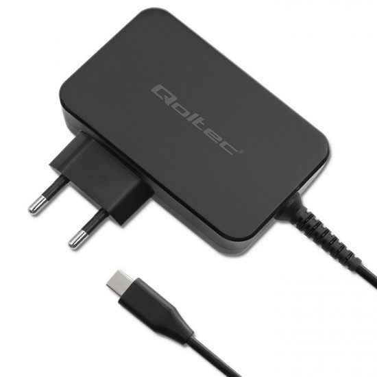 Qoltec GaN POWER PRO Charger | 1xUSB-C | 90W | 5-20V | 3-4.5A | Black