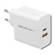 Qoltec 51715 Charger| 63W | 5-20V | 1.5-3A | USB type C PD | USB QC 3.0 | White