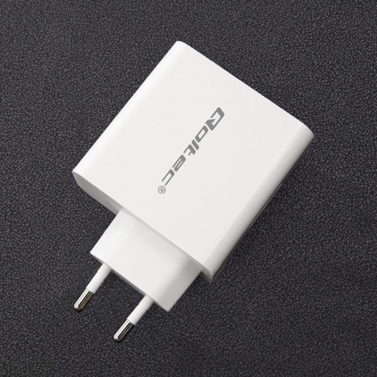 Qoltec 51715 Charger| 63W | 5-20V | 1.5-3A | USB type C PD | USB QC 3.0 | White