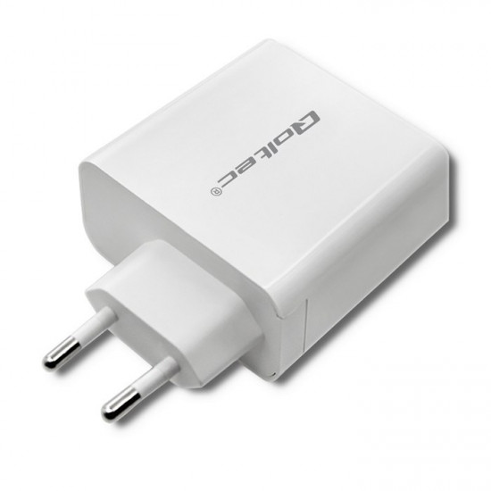 Qoltec 51715 Charger| 63W | 5-20V | 1.5-3A | USB type C PD | USB QC 3.0 | White