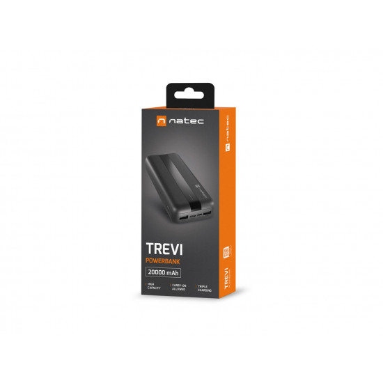 NATEC TREVI POWERBANK 20000MAH 2X USB-A + 1X USB-C BLACK