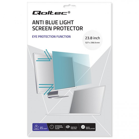 Qoltec Blue Light Filter 23.8 | 16:9 | Eye Care | Anti Glare | Matte | per monitor