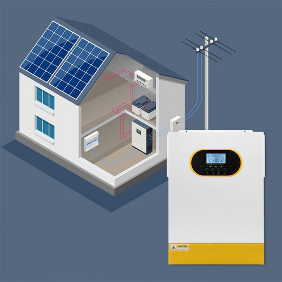 Qoltec 6.2kVA Hybrid Off-Grid Solar Inverter | 6.2kW | 120A | MPPT | LCD | BMS | Sine