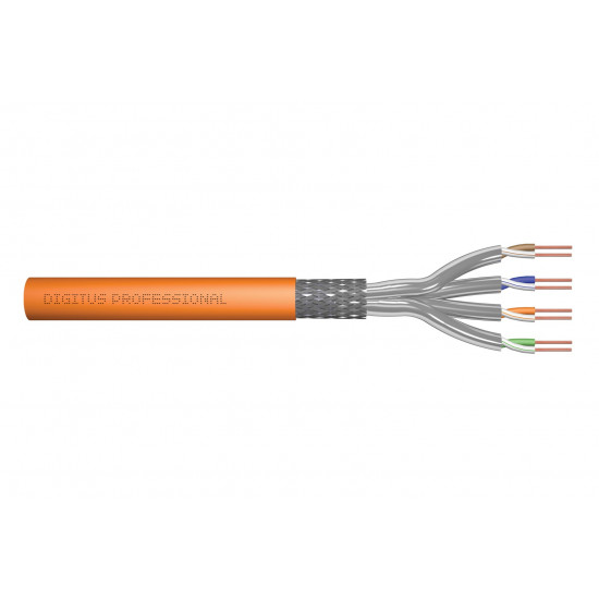 DIGITUS Cat.7 Installation Cable, S/FTP, B2ca, AWG 23/1, LSOH, 100m, orange