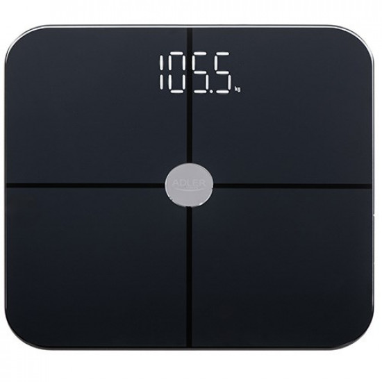 Adler Smart Bathroom Scale | AD 8187 | Maximum weight (capacity) 180 kg | Accuracy 100 g | Body Mass Index (BMI) measuring | Black