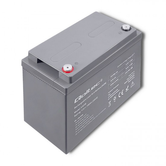 Qoltec 53038 AGM battery | 12V | 100Ah | max 1200A