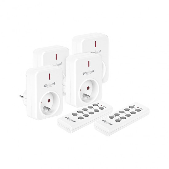 Mains socket controlled by remote controls (4+2)