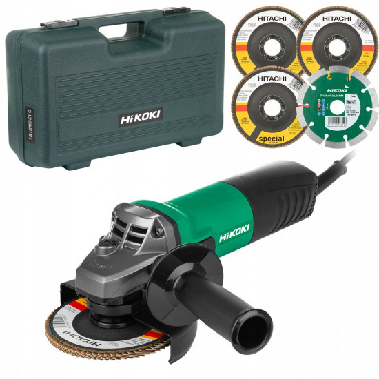 Angle grinder 125mm, 900W, 3x t.leaf, 1x t.diamond, trunk