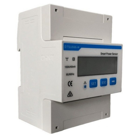 Energy meter, 3-phase, 3p4w; LCD display; measurement by transformers up to 250A; RS485 communication; TH rail mounting