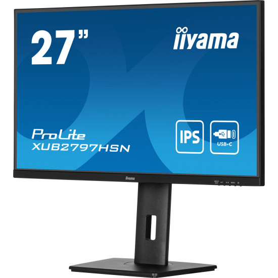 68,5cm/27 (1920x1080) iiyama ProLite XUB2797HSN-B2 16:9 FHD IPS 1ms 100Hz HDMI DP USB-C Speaker Pivot Black