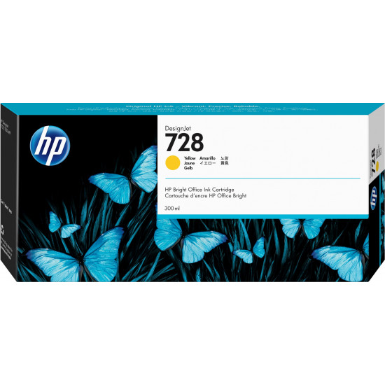 HP 728 300-ml Yellow DesignJet Ink Cartridge