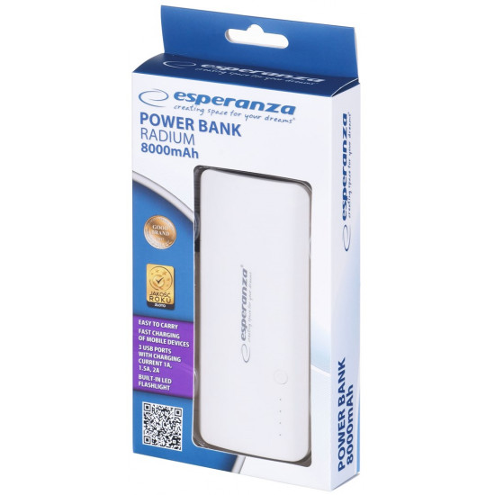 Esperanza EMP106WE Radium power bank Grey,White 8000 mAh