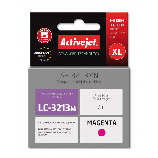 Activejet AB-3213MN Ink cartridge (replacement for Brother LC3213M; Supreme; 7 ml; magenta)