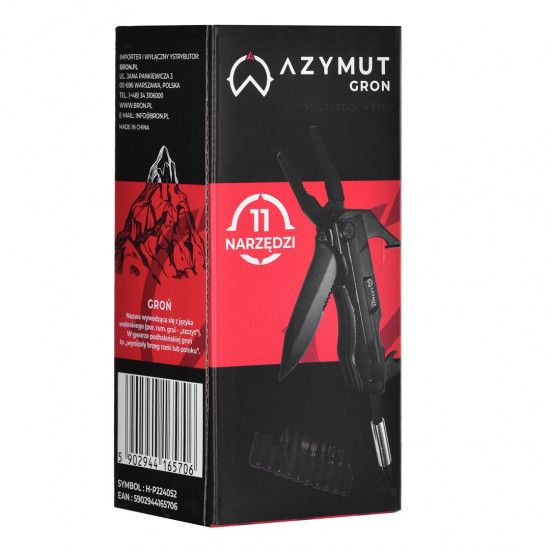 Multitool AZYMUT Gron - 11 tools + 9 bits + holster (H-P224052)