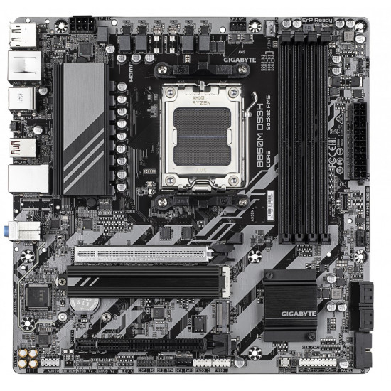 GIGABYTE B850M DS3H Motherboard - AMD Ryzen 9000 Series CPUs, 16+2+2 Phases Digital VRM, up to 8200MHz DDR5 (OC), 1xPCIe 5.0 + 1xPCIe 4.0 M.2, 2.5 LAN, USB 3.2 Gen 2