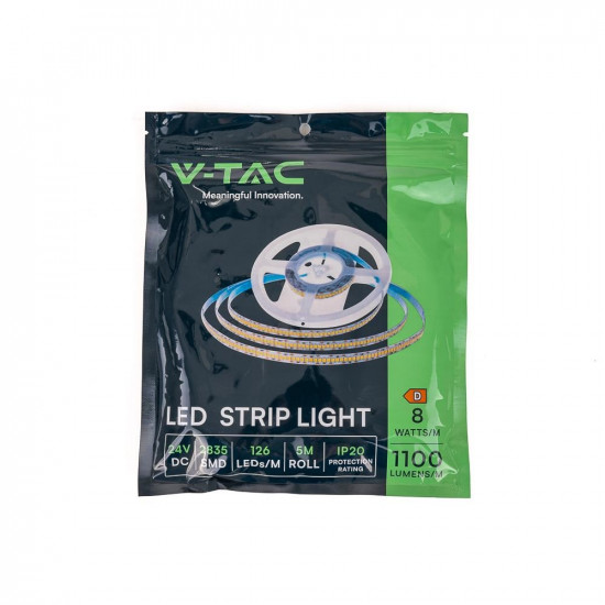 LED strip V-TAC VT-2835 168 840LED SMD2835 24V IP20 12W/m 6500K 1680lm (SKU 212598)