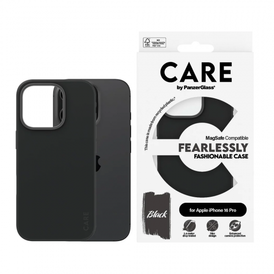 CARE Fashionable Case | Back cover | Apple | iPhone 16 Pro | Recycled plastic | Black | MagSafe