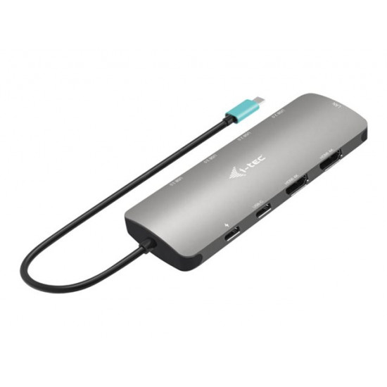 I-TEC USB-C Metal Nano Dock 2x HDMI 1x GLAN 2x USB 3.2 2x USB 2.0 1x USB-C 3.2 Gen.1 Data 1x USB-C 100W PD + Charger 100W