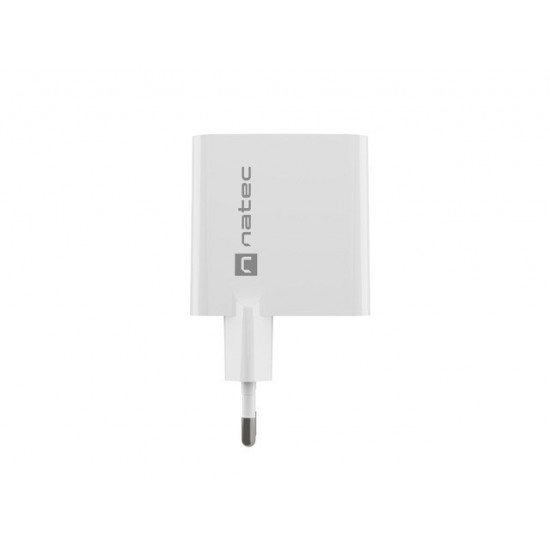 NATEC RIBERA GAN CHARGER 1x USB-A + 1x USB-C 65W WHITE