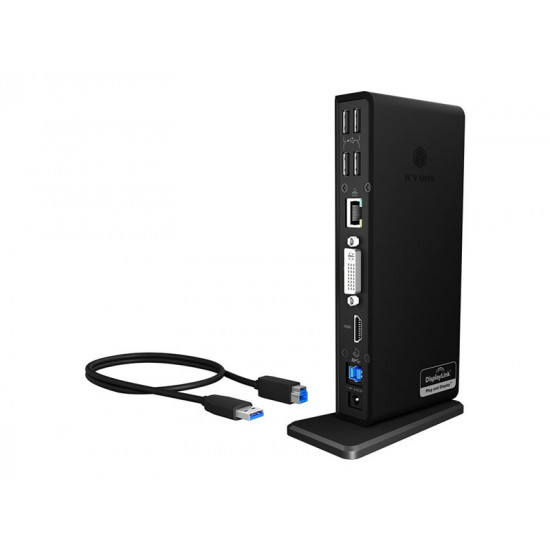 ICY BOX IB-DK2241AC Multi Docking Station for Notebooks and PCs 2x USB 3.0 HDMI Black