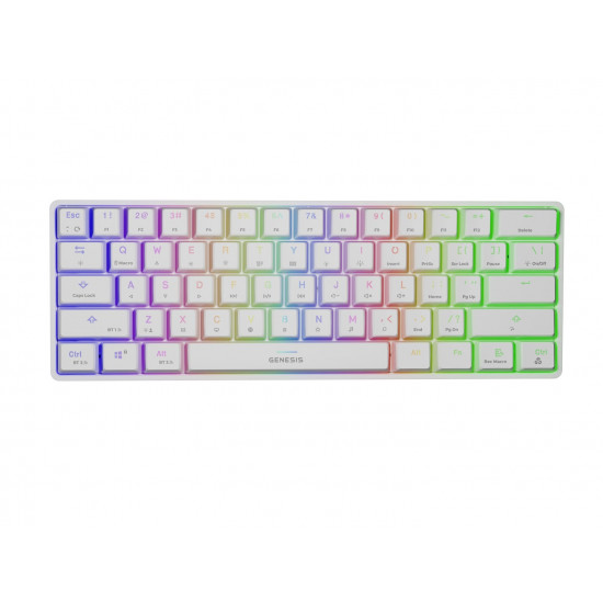 Genesis THOR 660 RGB Gaming keyboard, RGB LED light, US, White, Wireless/Wired, Wireless connection, Gateron Red Switch