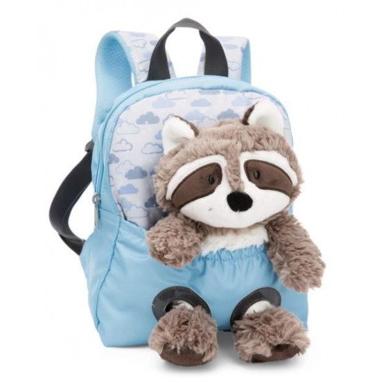 NICI 49844 Backpack 21x26cm blue + Raccoon mascot 25cm