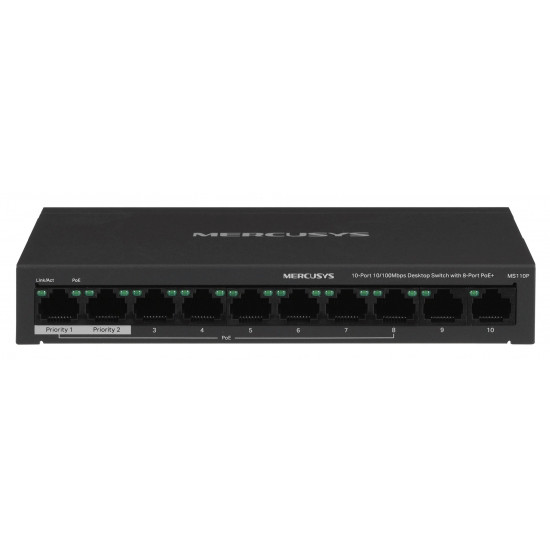 Mercusys 10-Port 10/100Mbps Desktop Switch with 8-Port PoE+