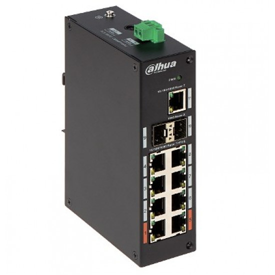 Dahua Swith 11-Port Switch with 8 Gigabit PoE Ports 8x RJ45 1000M (PoE Power) 2x SFP 1000M 1x RJ45 1000M PFS3211-8GT-120-V2