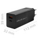 Qoltec 52382 GaN POWER PRO charger | 1xUSB type C | 1xUSB A | 100W | 5-20V | 1.5-5A | PD | Black