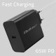 Qoltec Super Quick PD Charger |  1xUSB-C | 65W | 5-20V | 3-3.25A | Black