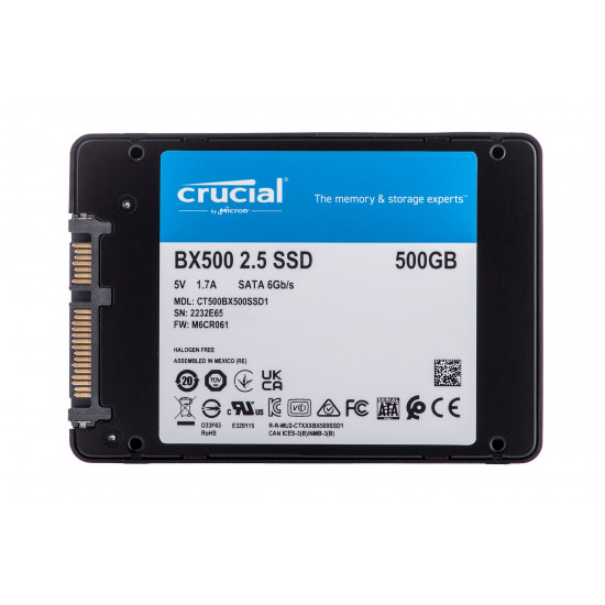 Crucial CT500BX500SSD1 internal solid state drive 2.5 500 GB Serial ATA III 3D NAND