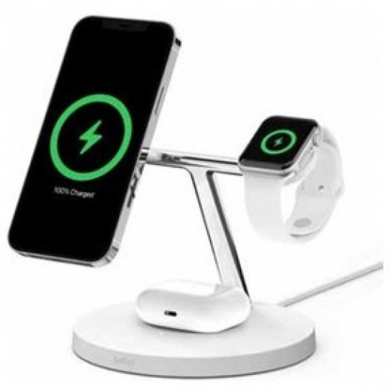 Belkin BOOST CHARGE PRO 3-in-1 Wireless Charger Qi2 15W, white