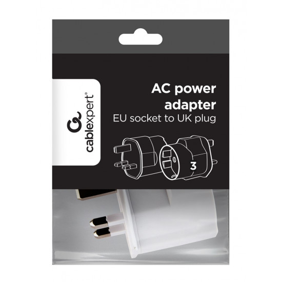 Gembird A-AC-EUFUKM-01 AC power adapter, EU Schuko socket to UK plug, 13 A