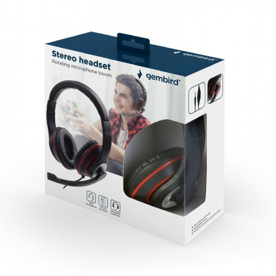 Gembird MHS-03-BKRD headphones/headset Wired Head-band Gaming Black, Red