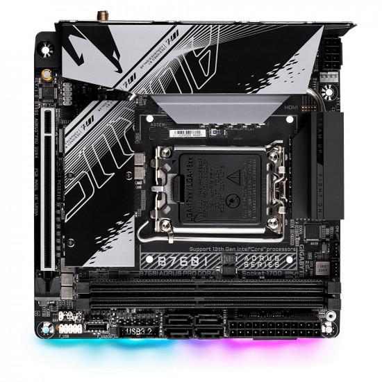 GIGABYTE B760I AORUS PRO DDR4 Motherboard - Supports Intel Core 14th Gen CPUs, 8+1+1 Phases Digital VRM, up to 5333MHz DDR4 (OC), 2xPCIe 4.0 M.2, Wi-Fi 6, 2.5GbE LAN, USB 3.2 Gen 2