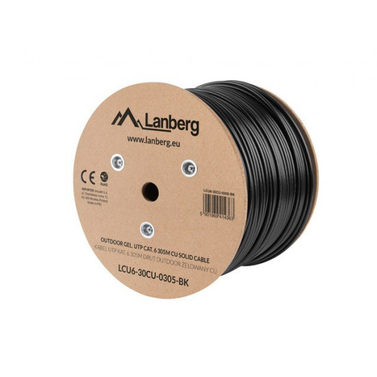 Lanberg LCU6-30CU-0305-BK networking cable Black 305 m Cat.6 U/UTP (UTP) outdoor