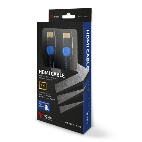 Savio GCL-02 HDMI cable 1.8 m HDMI Type A (Standard) Black,Blue