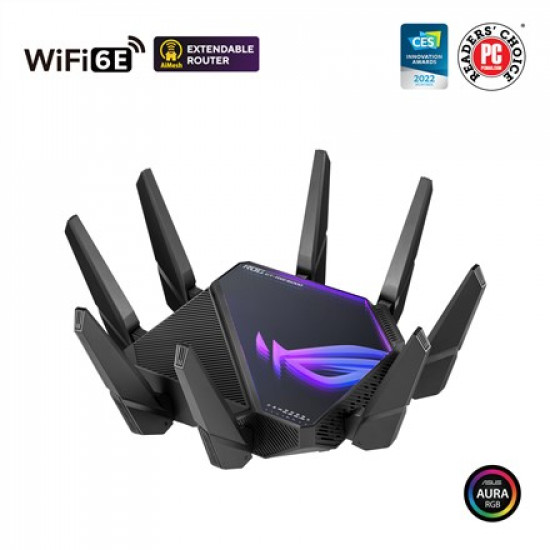 ASUS ROG Rapture GT-AXE16000 wireless router 10 Gigabit Ethernet Tri-band (2.4 GHz / 5 GHz / 6 GHz) Black