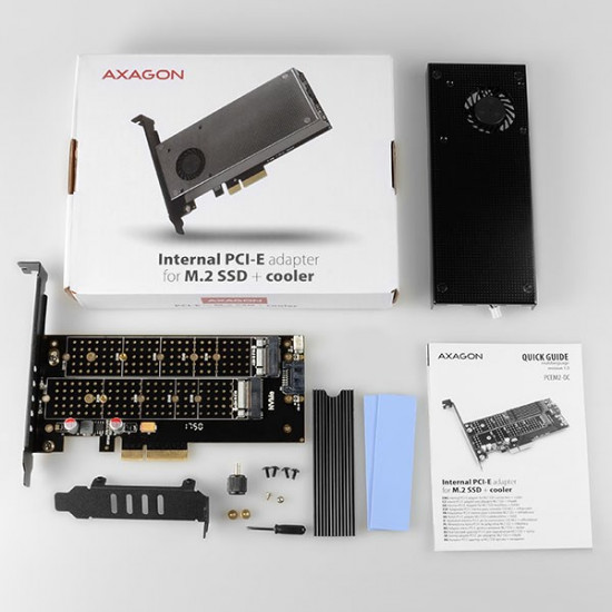 Axagon PCEM2-DC PCI-E x4 to M.2 NVMe adapter with cooling