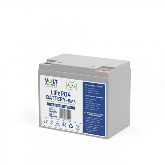 VOLT POLSKA LITHIUM IRON PHOSPHATE LiFePO4 BATTERY 12V 60Ah 60A