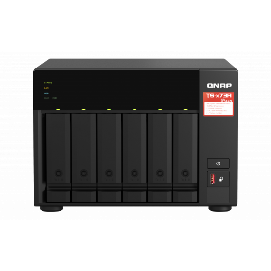 QNAP | 6-Bay QTS and QuTS hero NAS | TS-673A-8G | Up to 6 HDD/SSD Hot-Swap | AMD Ryzen | Ryzen V1500B Quad-Core | Processor frequency 2.2 GHz | 8 GB | DDR4