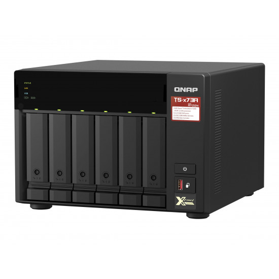 QNAP | 6-Bay QTS and QuTS hero NAS | TS-673A-8G | Up to 6 HDD/SSD Hot-Swap | AMD Ryzen | Ryzen V1500B Quad-Core | Processor frequency 2.2 GHz | 8 GB | DDR4