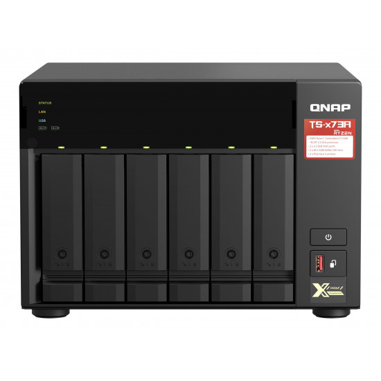 QNAP | 6-Bay QTS and QuTS hero NAS | TS-673A-8G | Up to 6 HDD/SSD Hot-Swap | AMD Ryzen | Ryzen V1500B Quad-Core | Processor frequency 2.2 GHz | 8 GB | DDR4