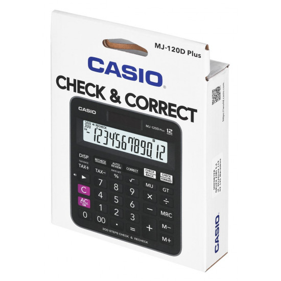 CASIO CALCULATOR OFFICE MJ-120D PLUS BLACK , 12 DIGIT DISPLAY