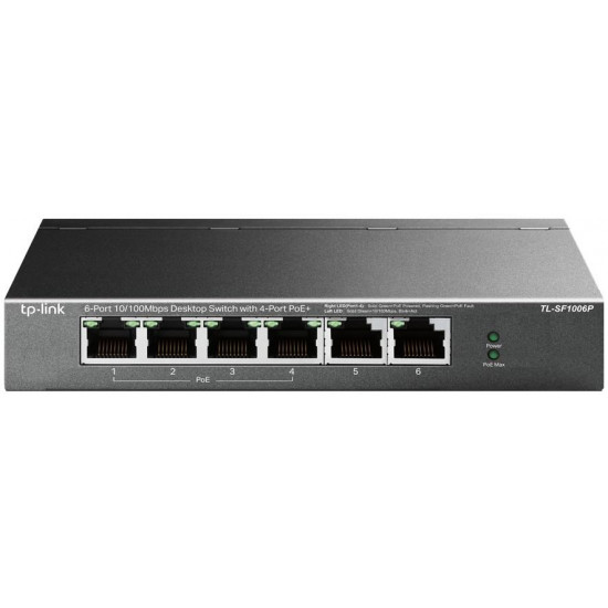 TP-Link TL-SF1006P network switch Unmanaged Fast Ethernet (10/100) Power over Ethernet (PoE) Black