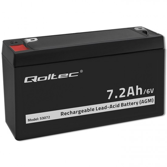 Qoltec 53072 AGM battery | 6V | 7.2 Ah